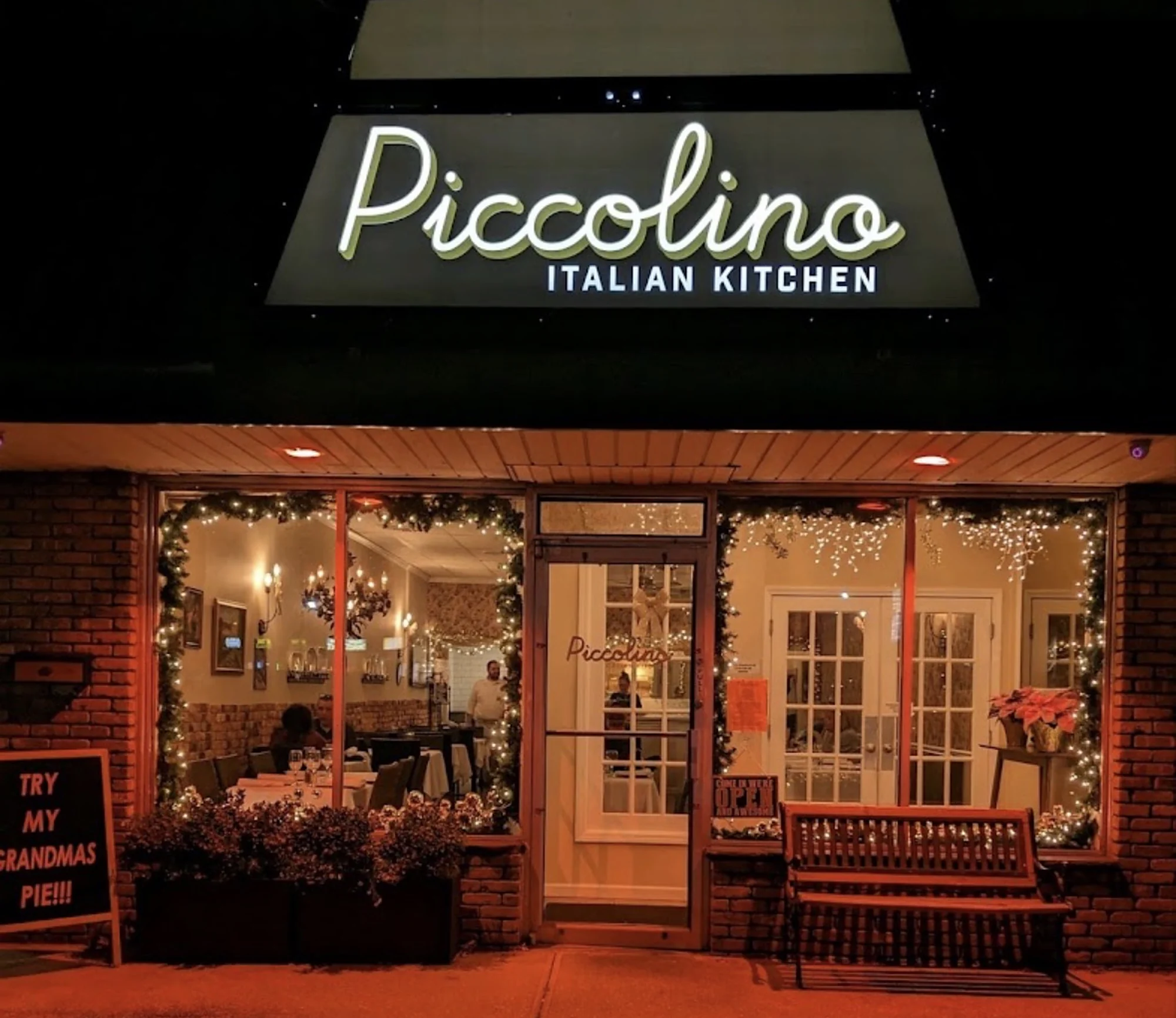 Piccolino Italian Kitchen storefront at night